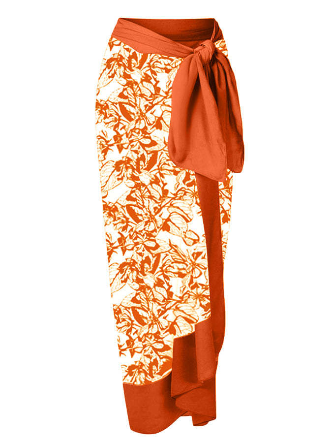 Vintage Colorblock Print Swimsuit Set