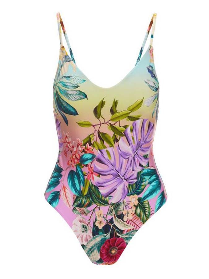 Trendy Print Backless One Piece Swimsuit