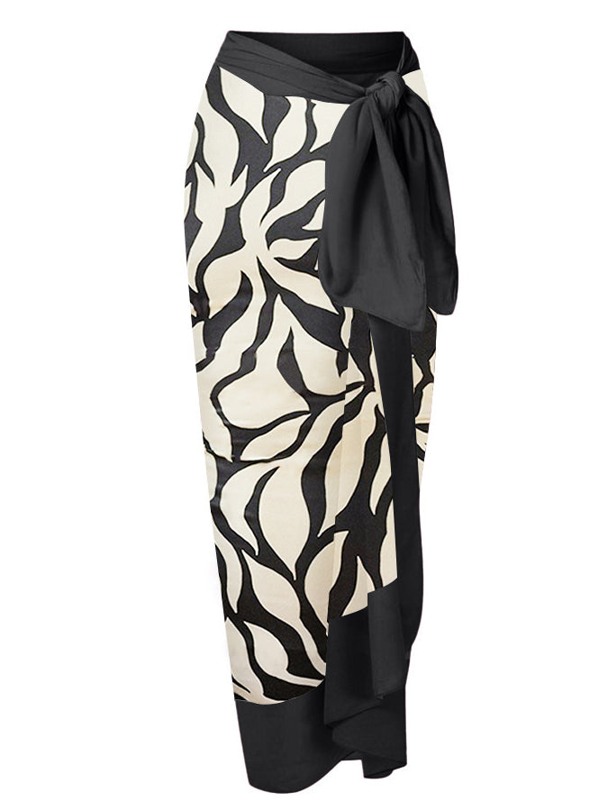 Vintage One-Shoulder Print Beach Bikini