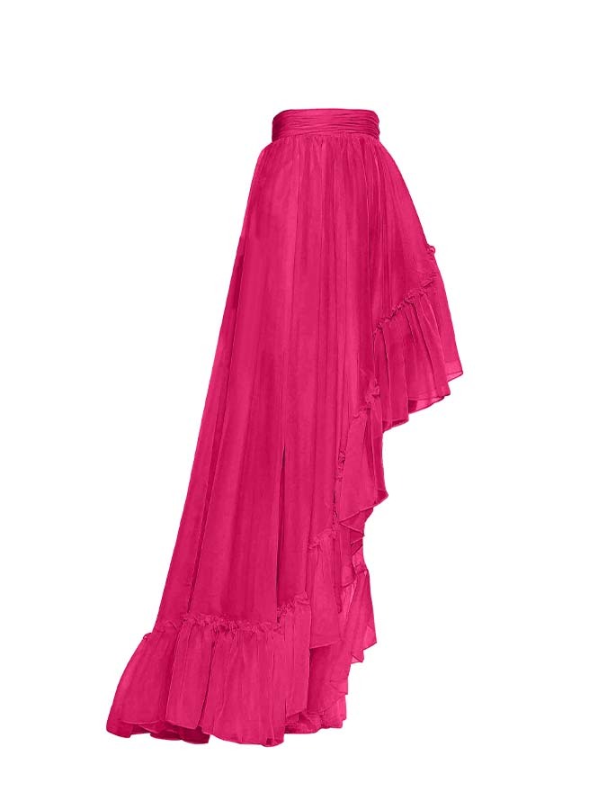 Solid Color One-Shoulder Wood Ear Trim One-Piece Swimsuit