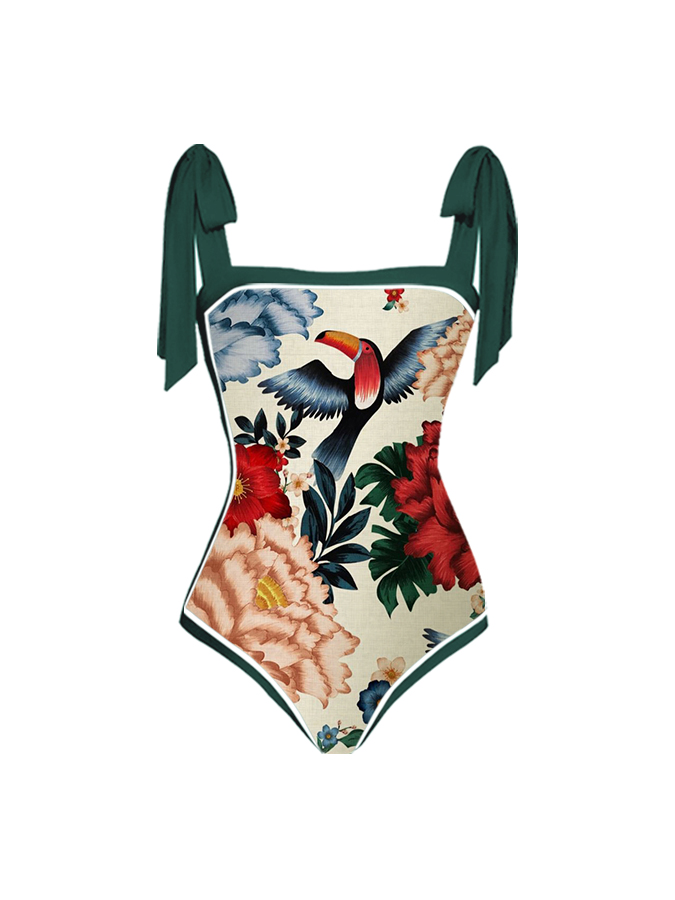 Nature Vintage Floral Print Swimsuit