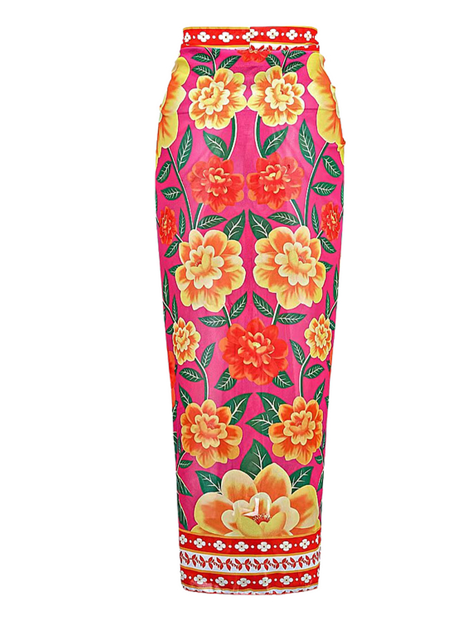 Vintage Ruffled Floral Print Swimsuit