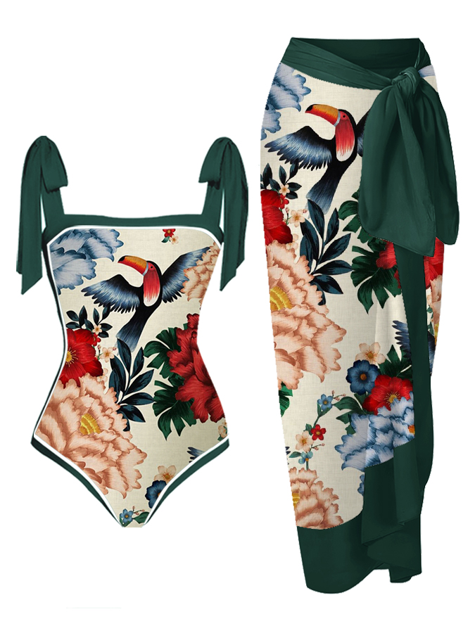 Nature Vintage Floral Print Swimsuit
