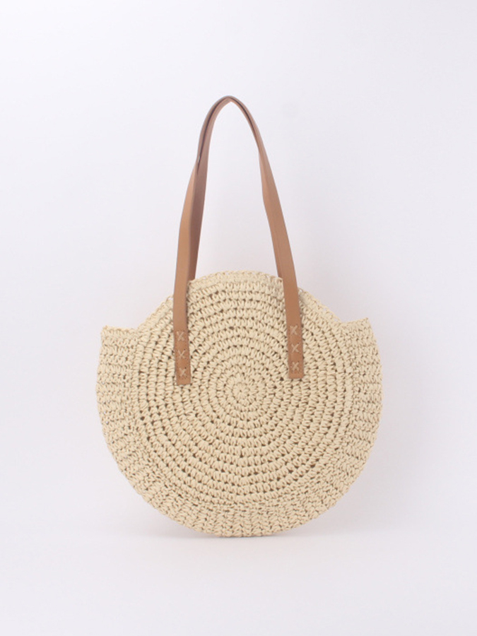 Round casual vacation beach woven bag straw woven bag women's bag