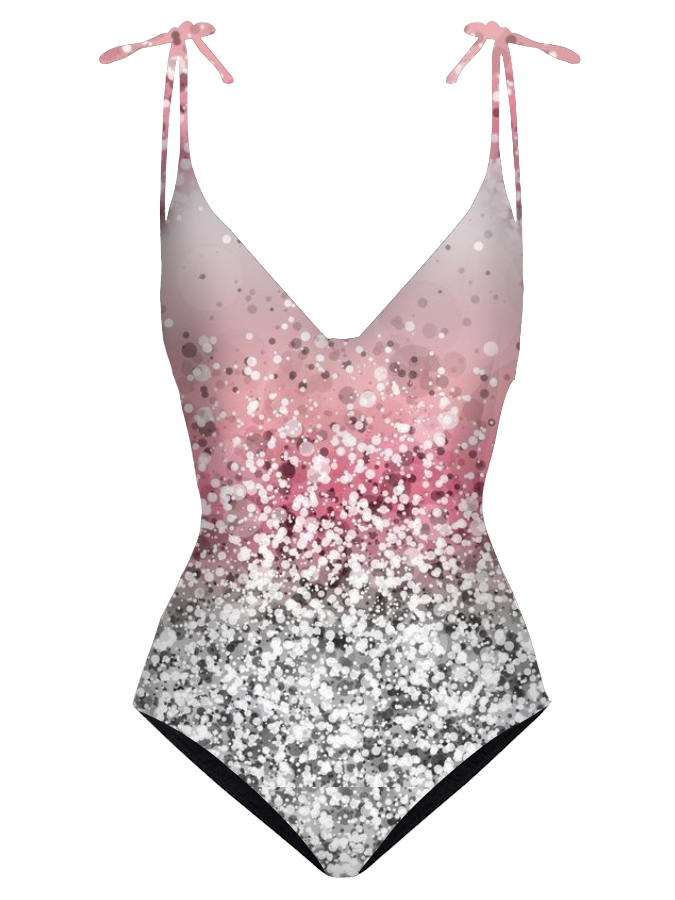 V-neck Gradient Print Swimsuit and Cover-up