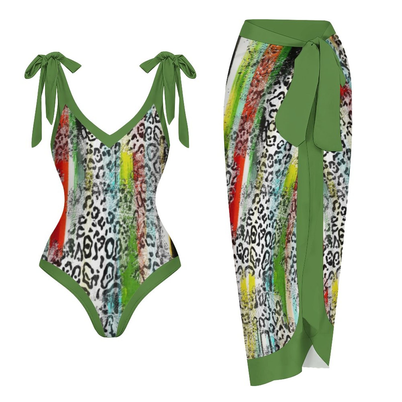 Casual Printed One-Piece Swimsuit And Cover Up 