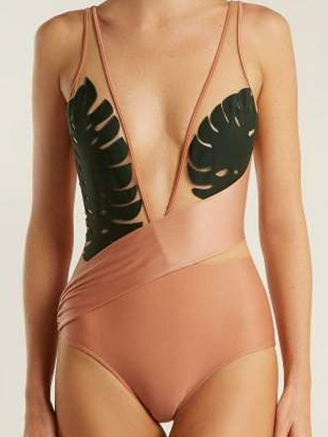 Fashion Sexy Deep V One Piece Swimsuit