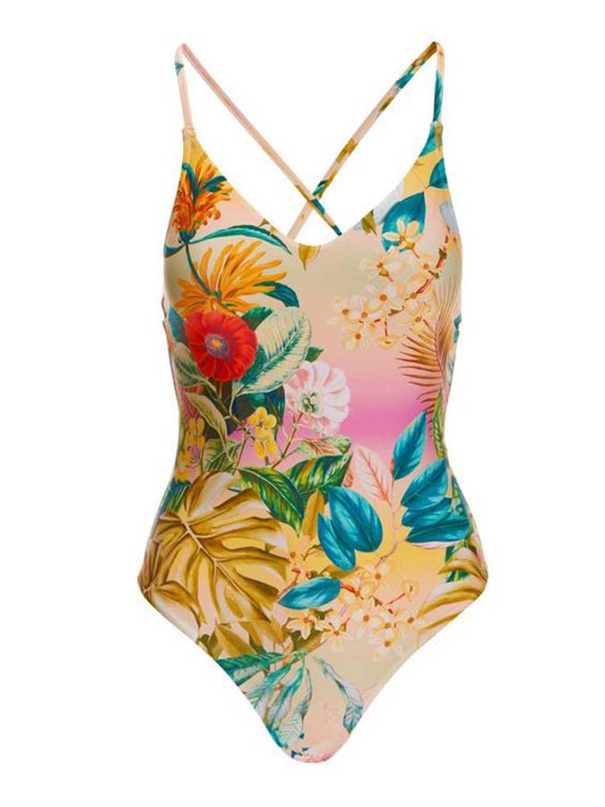 Trendy Print Backless One Piece Swimsuit