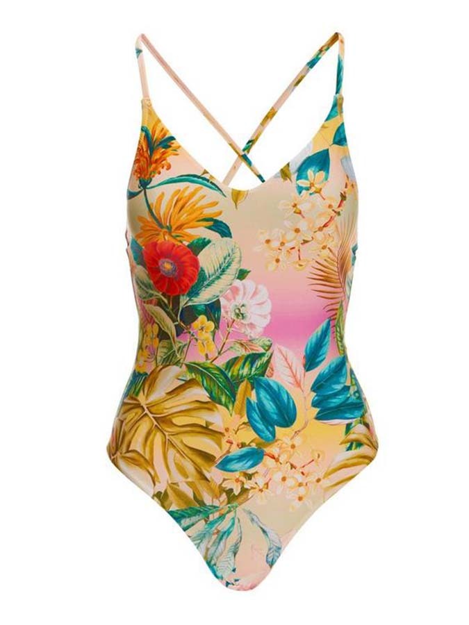 Trendy Print Backless One Piece Swimsuit