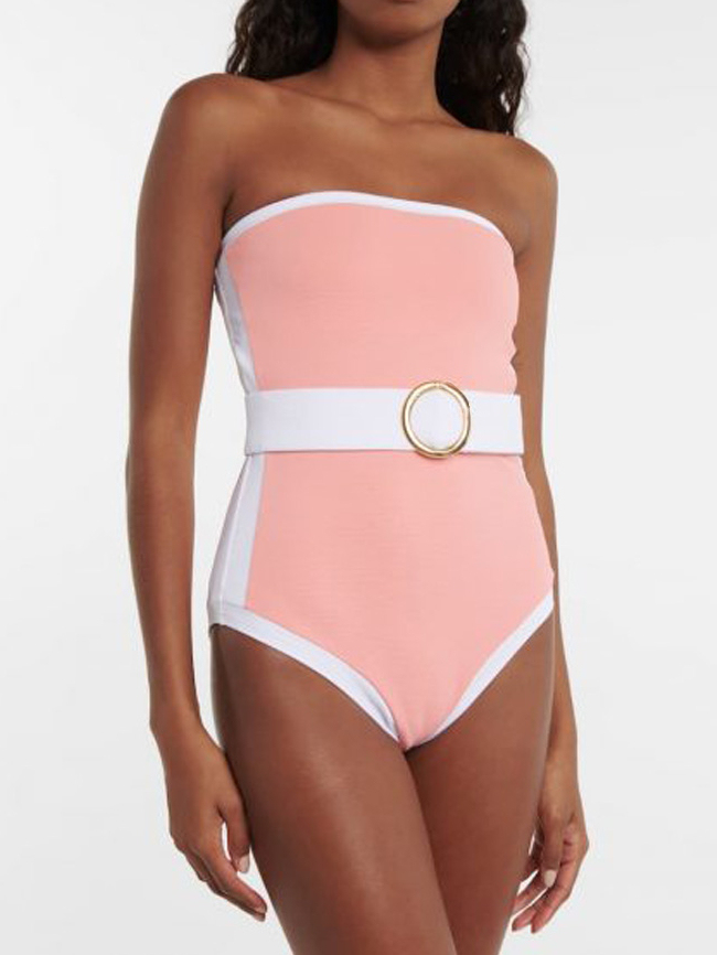 Bandeau Color Block One Piece Swimsuit