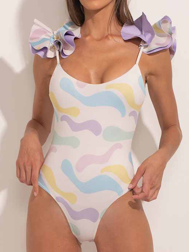 Fashion Fungus Print One Piece Swimsuit