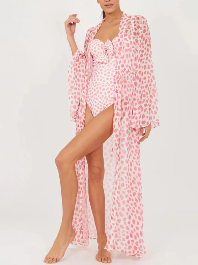 Geometric Print One Piece Swimsuits and Kimono