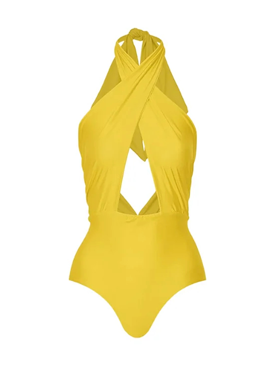 Solid Color Simple Fashion One Piece Swimsuit