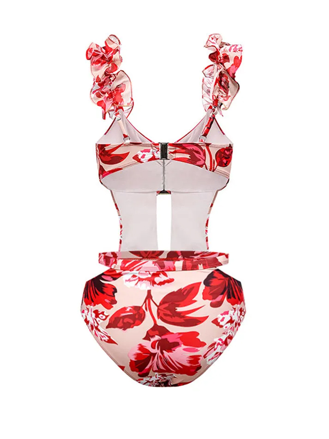 Printed Cutout Fashion One Piece Swimsuit
