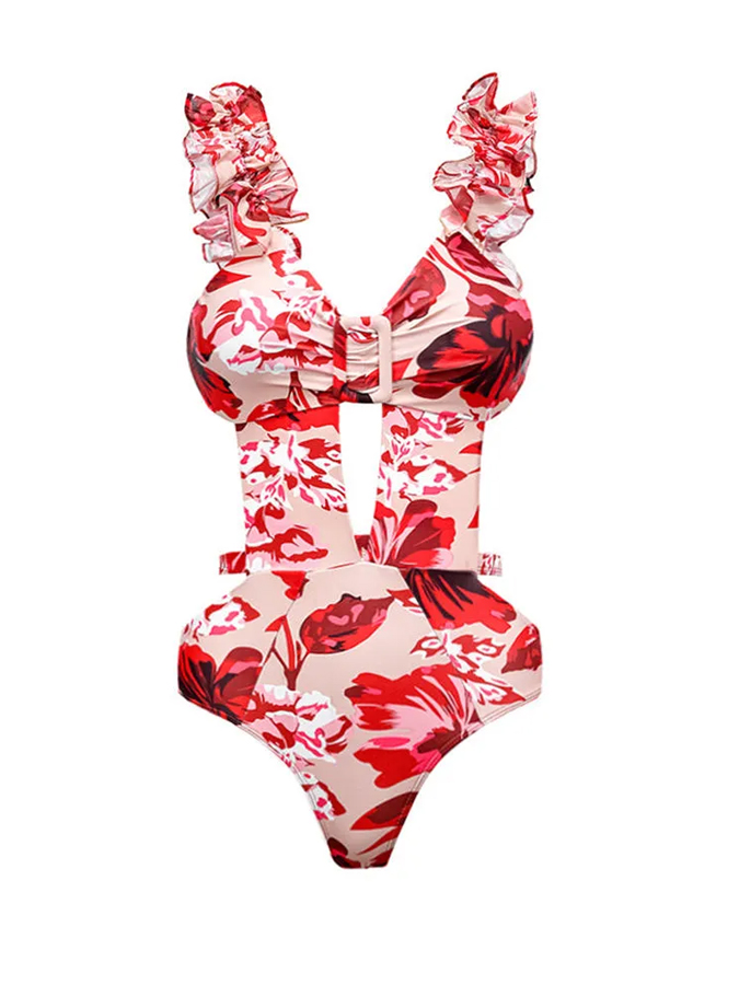 Printed Cutout Fashion One Piece Swimsuit