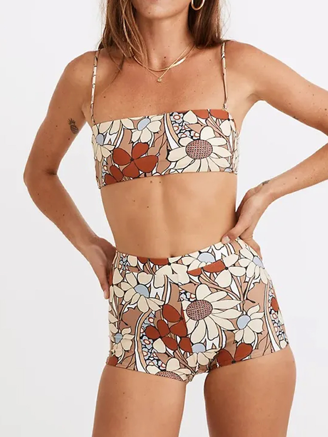 Printed Tank Shorts Swimsuit Set
