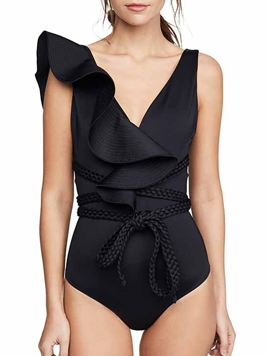 Ruffled Solid One-Piece Swimsuit