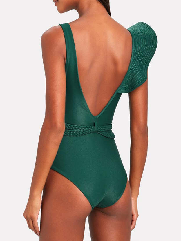 Ruffled Solid One-Piece Swimsuit