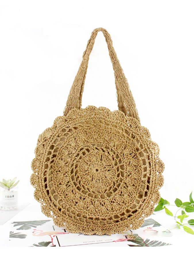 Round Fashion Beach Woven Shoulder Bag