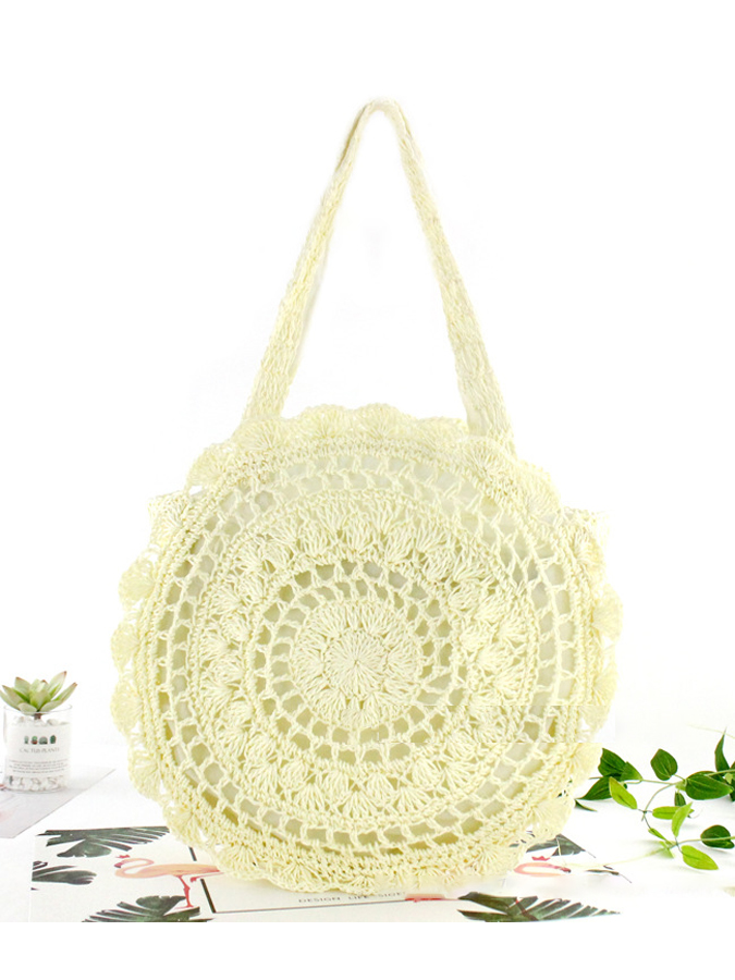 Round Fashion Beach Woven Shoulder Bag