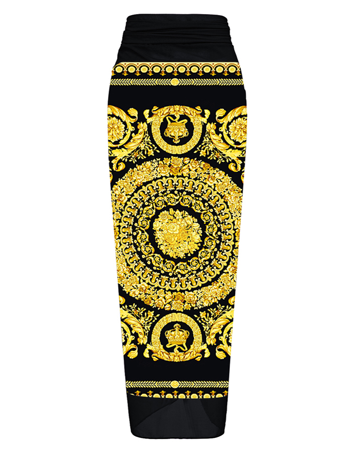 Reversible Bowknot Tie-shoulder One Piece Swimsuit and Sarong