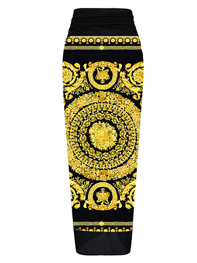 Reversible Bowknot Tie-shoulder One Piece Swimsuit and Sarong