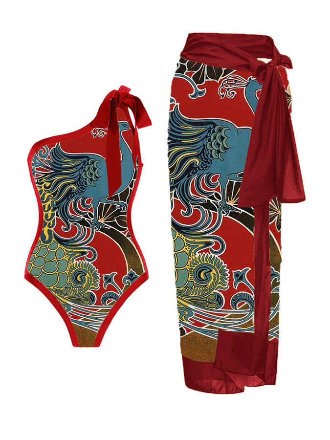 Nature Peacock Print Swimsuits