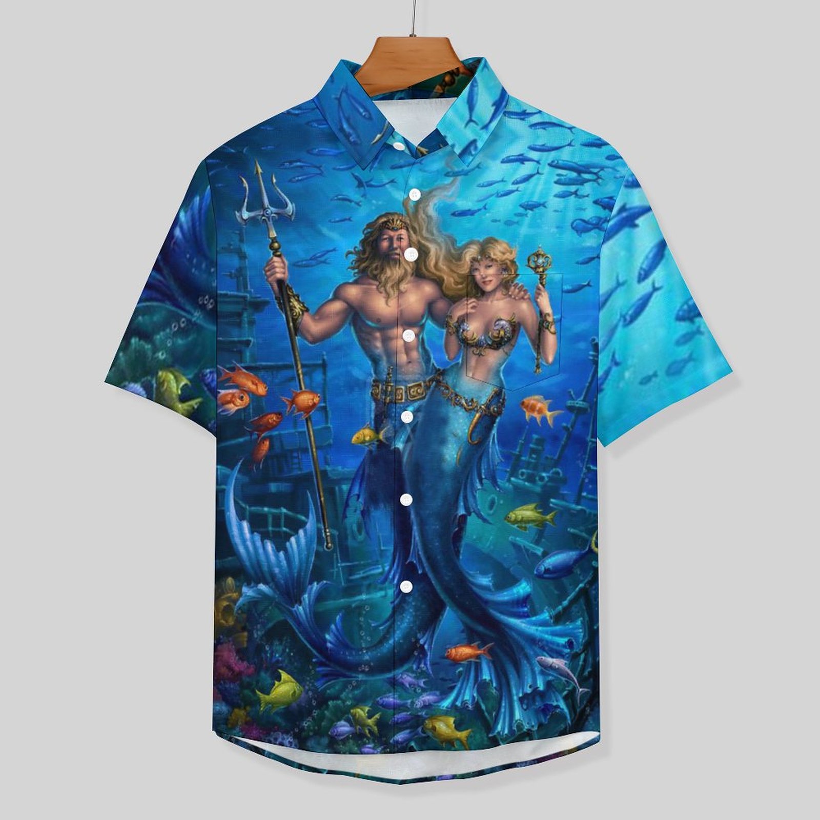 Men's Hawaiian Print Lapel Shirt