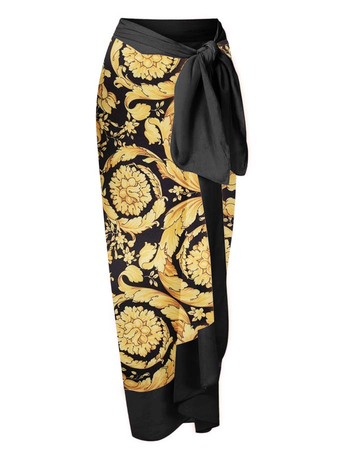 Fashion Printed Open Back One Piece Swimwear Suit