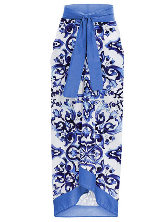 Fashion Colorblock Print Swimsuit