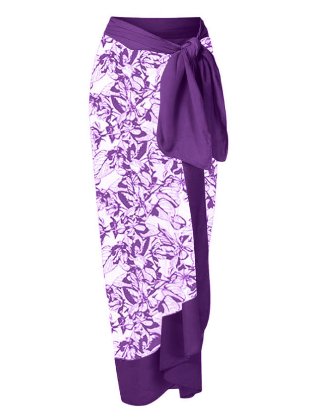 Vintage Colorblock Print Swimsuit Set