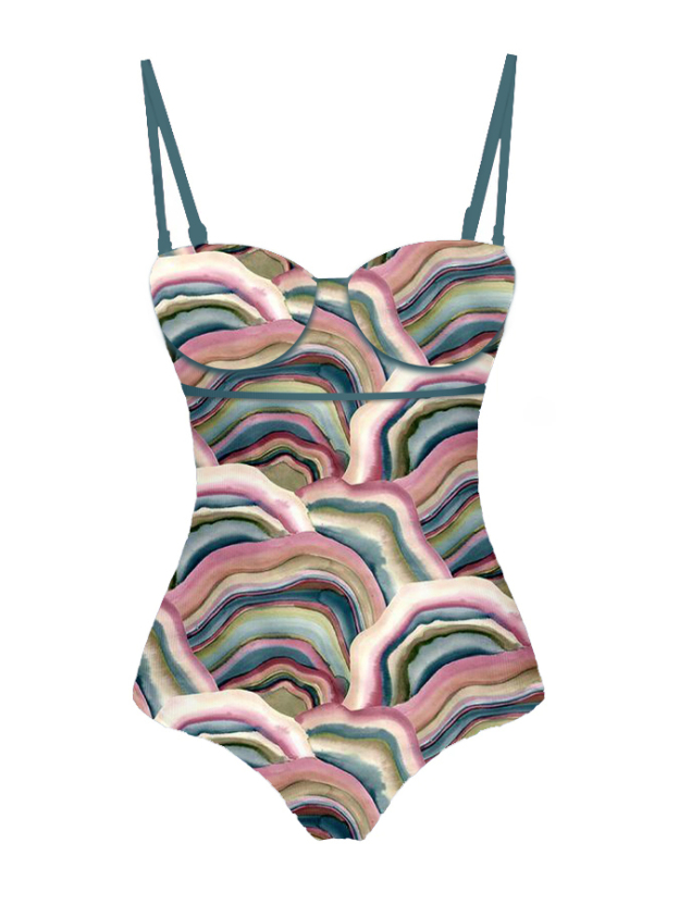 Printed Fashion Panel One Piece Swimsuit