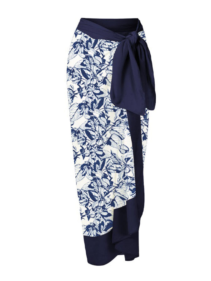 V-Neck Print One-Piece Swimsuit Set