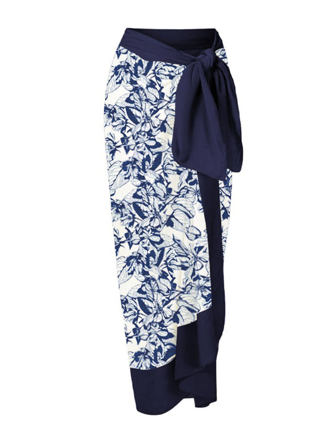 V-Neck Print One-Piece Swimsuit Set