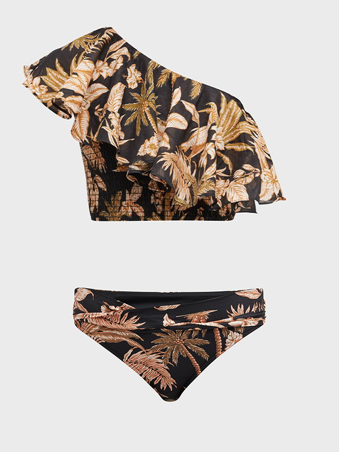 Botanical Print One Piece Swimsuit and Pants