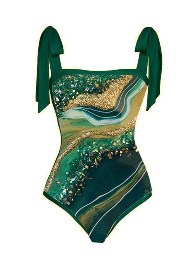 Ripple Print One Piece Swimsuits