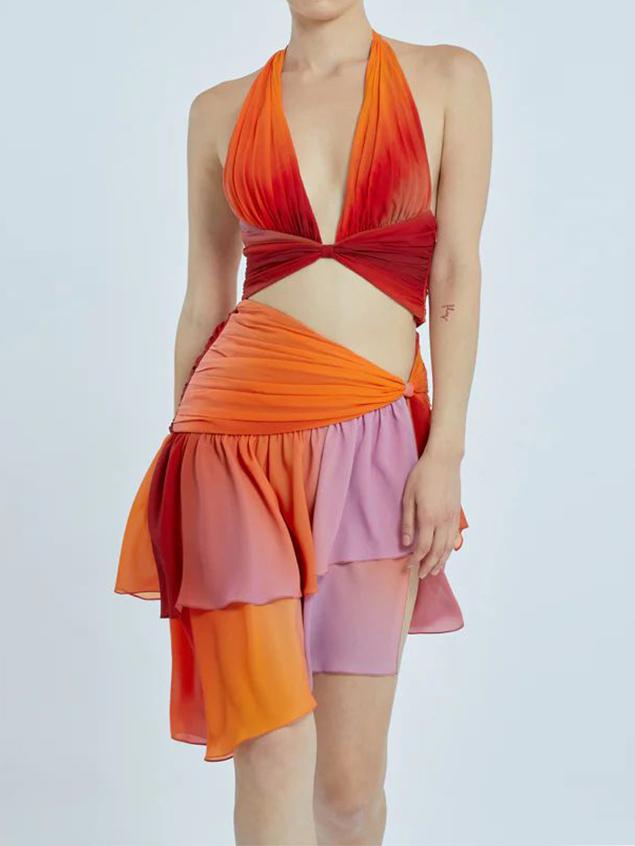 Abstract Ombre Color Print Swimsuit