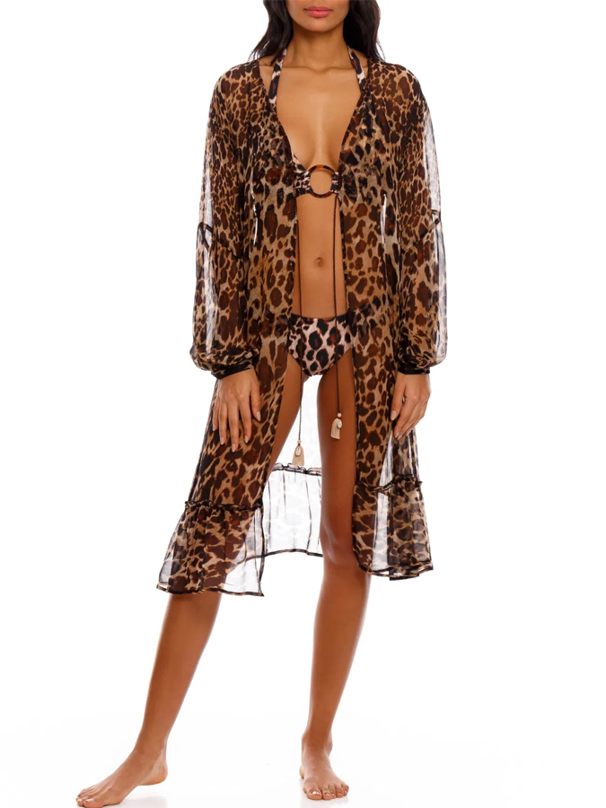 Leopard Print Reversible Bikini And Cover Up