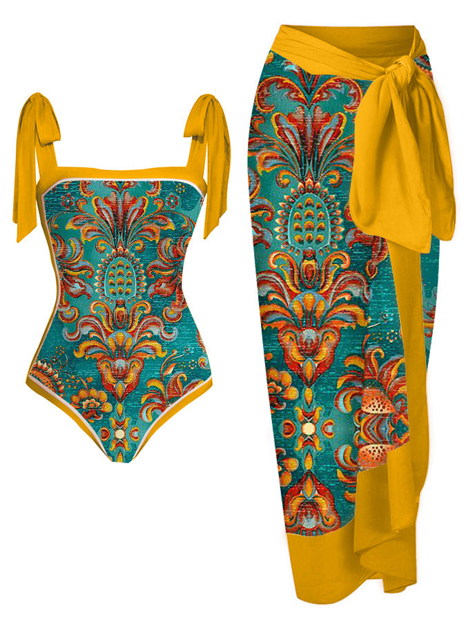 Printed Tie Fashion One Piece Swimsuits