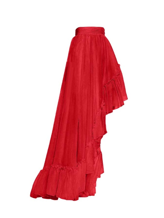 Solid Color One-Shoulder Wood Ear Trim One-Piece Swimsuit