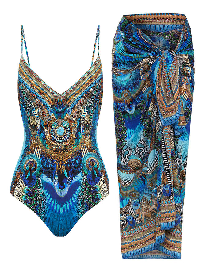 Printed Backless Fashion One Piece Swimsuit