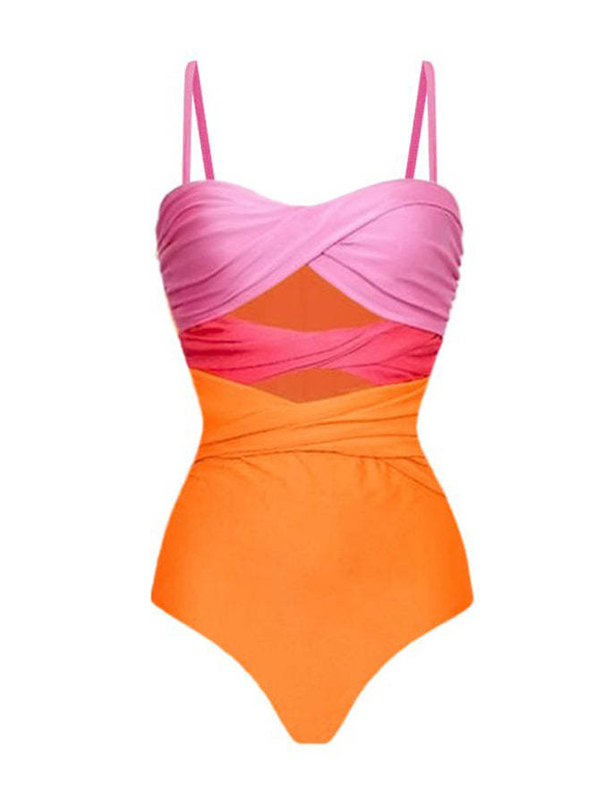 Fashion Colorblock Beach One Piece Swimsuit
