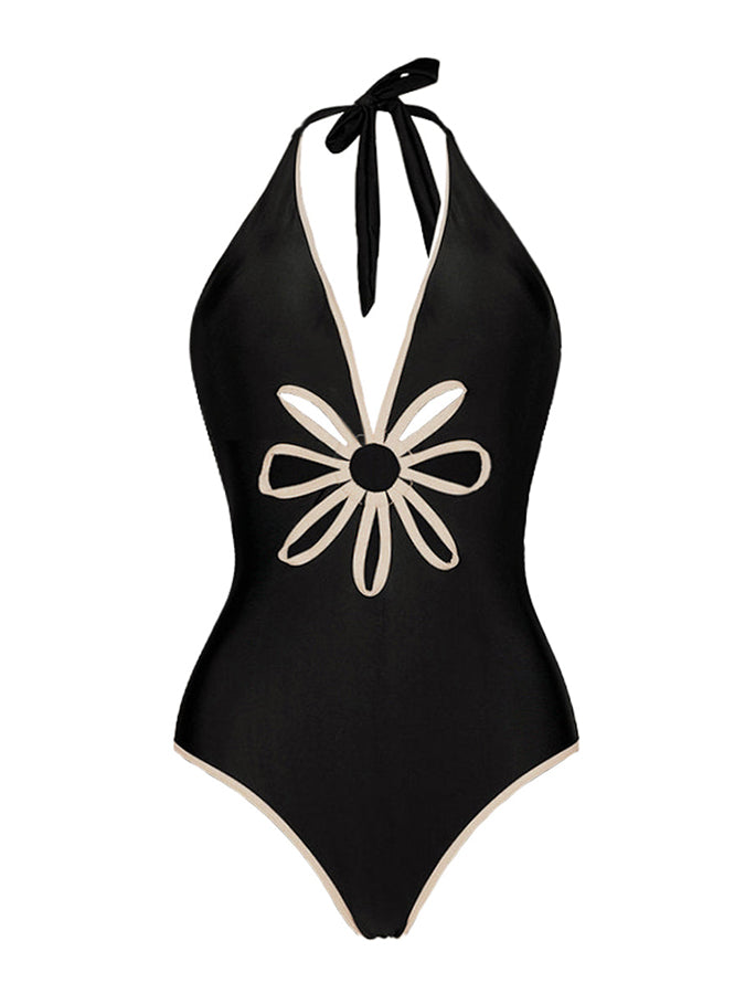 Fashion Deep V One Piece Swimsuit And Cover Up