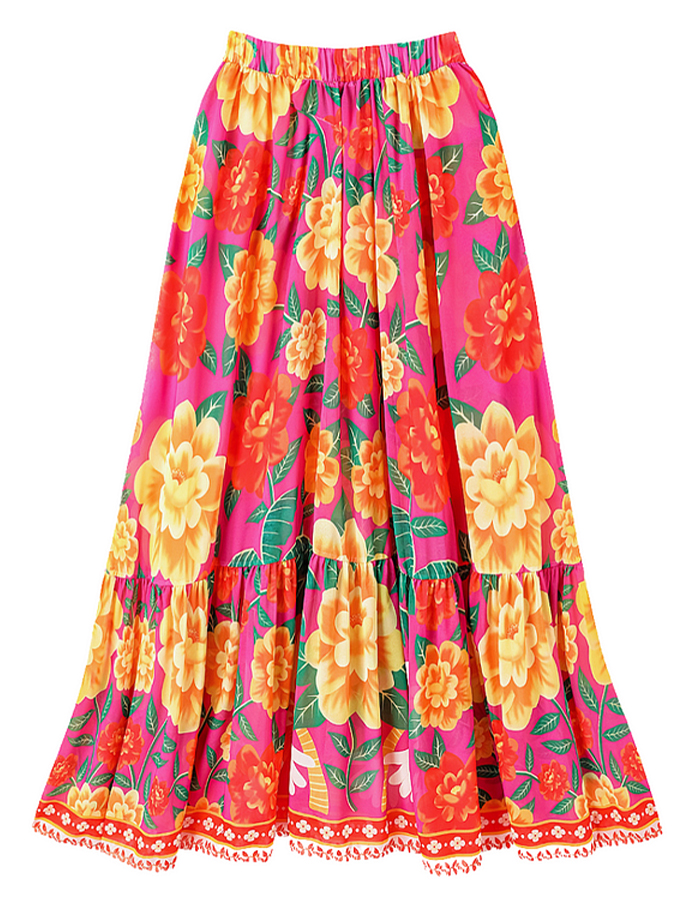 Vintage Ruffled Floral Print Swimsuit