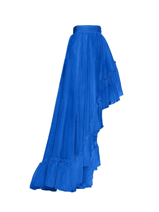 Solid Color One-Shoulder Wood Ear Trim One-Piece Swimsuit