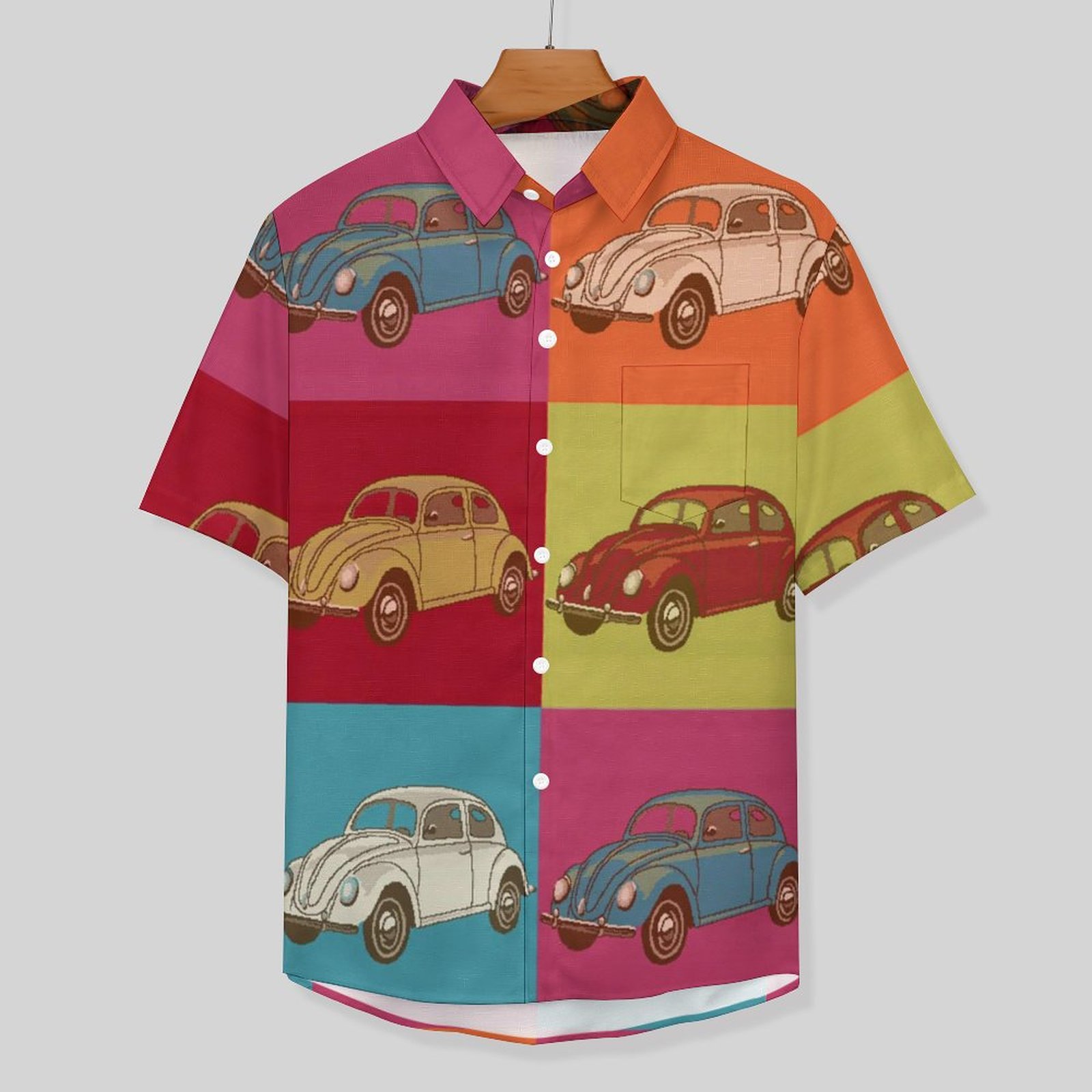 Men's Painted Car Print Vacation Hawaiian Shirt