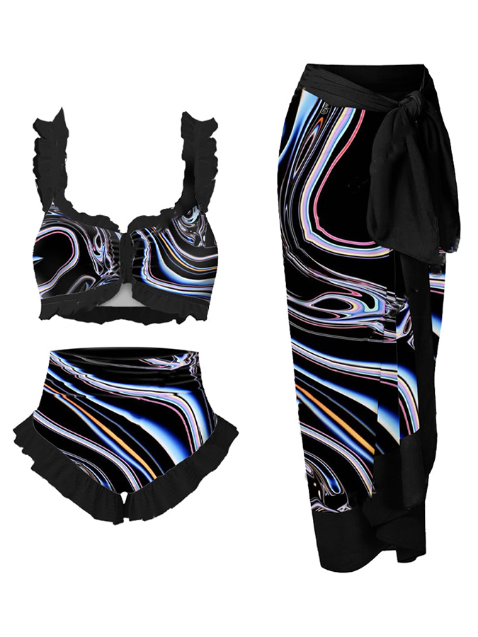 Black Print Fashion One Piece Swimsuit