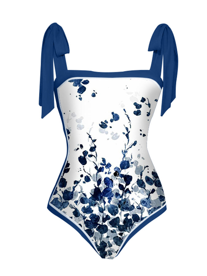 Fashion Floral Gradient Print One-Piece Swimsuit