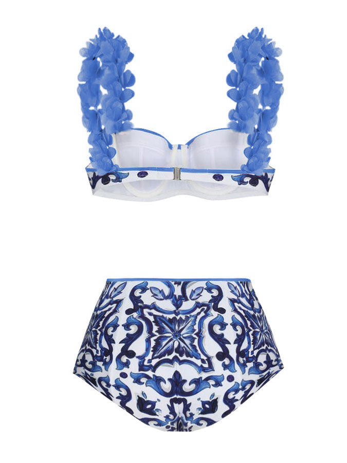 Fashion Colorblock Print Swimsuit