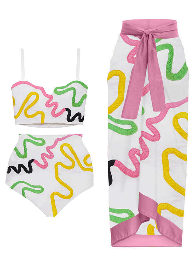 Fashion Colorblock Beach Bikini Set